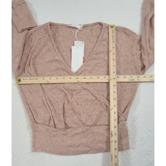 Lush women's wrap long sleeve sweater apricot Size Small office church feminine - Picture 5 of 9